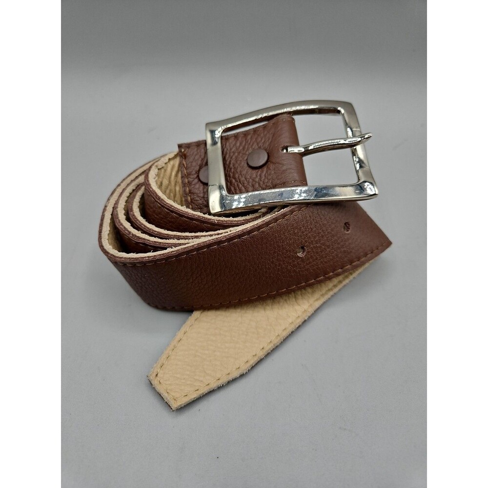 Crescent Reversible Brown Tan Soft Leather Belt Size 36 Hand Made In USA 1.5"